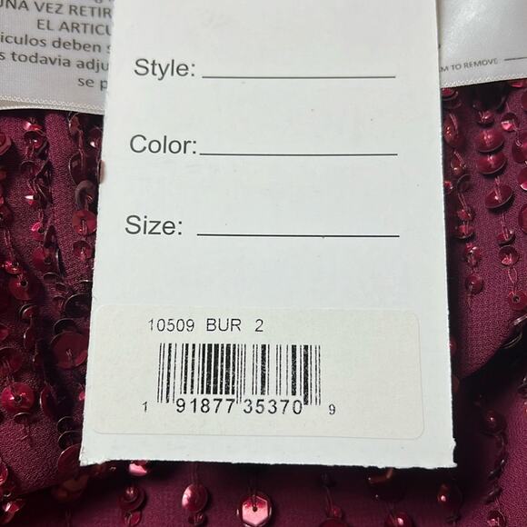 MAC DUGGAL 10509 Sleeveless High Neck Beaded Sheath Midi Dress Burgundy 2 NEW - Picture 6 of 9